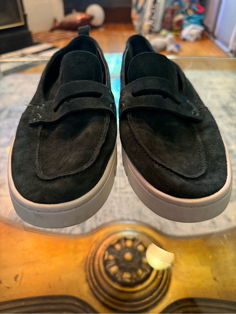 Vionic Uptown Loafer Black Suede Slip-On w/White Platform Sole Dark Academia 8.5 - Picture 3 of 9